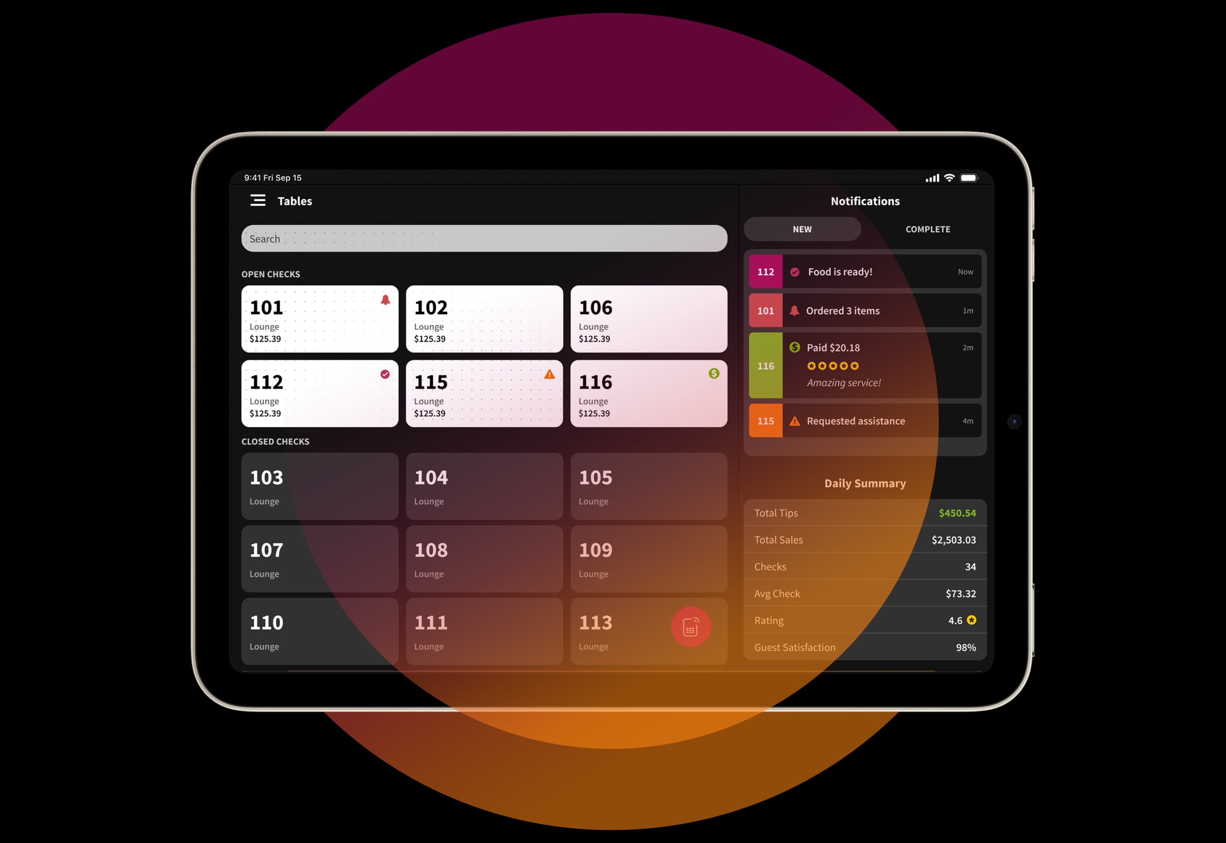 Ready ServerFlow running on a tablet